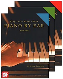 Books 1 through 3 of Andy Ostwald's PIANO BY EAR book series